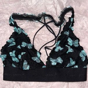 PINK- butterfly lace bra